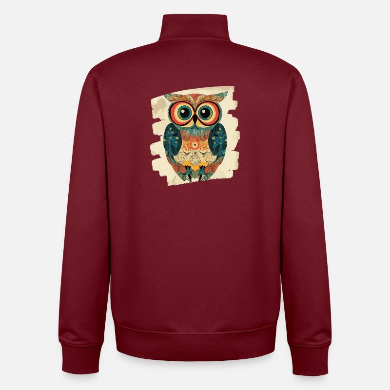 Eule - Unisex Organic Zip Sweatshirt von Stanley/Stella - Burgunderrot