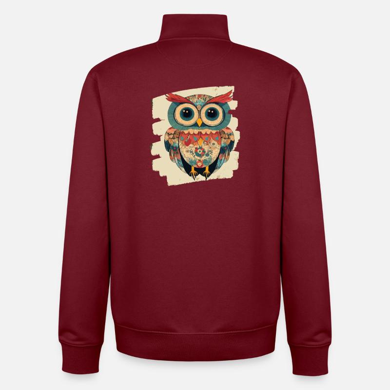 Owl - Unisex Organic Zip Sweatshirt by Stanley/Stella - burgundy