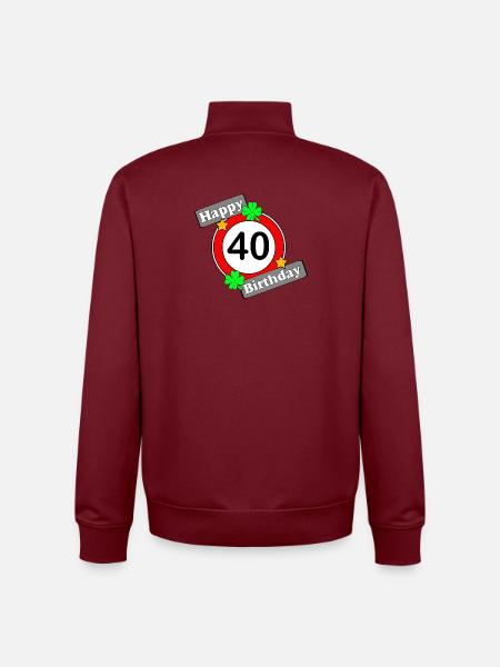 40 års fødselsdag , Tillykke med fødselsdagen 40 (25) - Stanley/Stella unisex sweatshirt med lynlås i økologisk - burgunder-rød