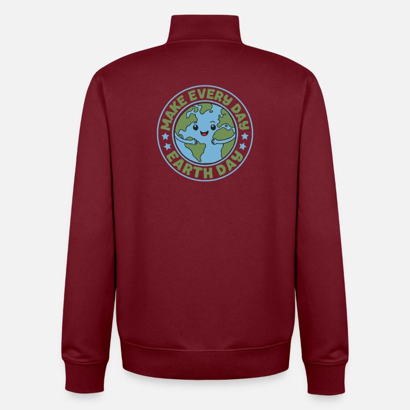 Make Every Day Earth Day - Unisex Organic Zip Sweatshirt by Stanley/Stella - burgundy
