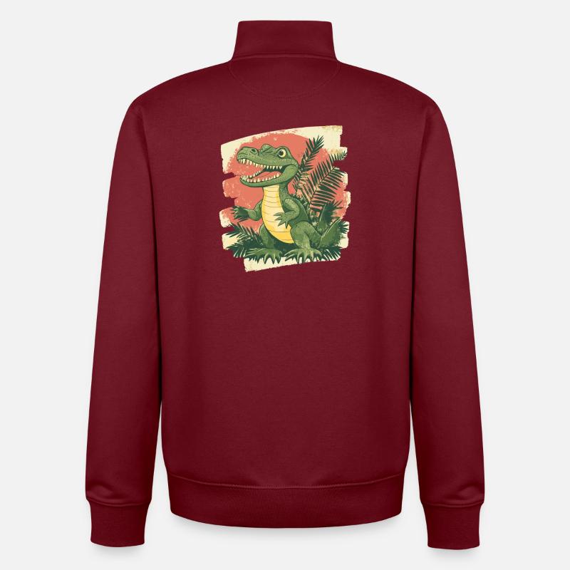 Krokodil Retro - Unisex Organic Zip Sweatshirt von Stanley/Stella - Burgunderrot