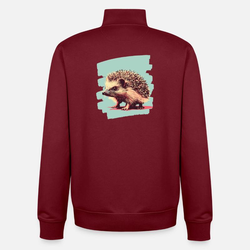 Hérisson - Sweat zippé unisexe en coton bio Stanley/Stella - bordeaux