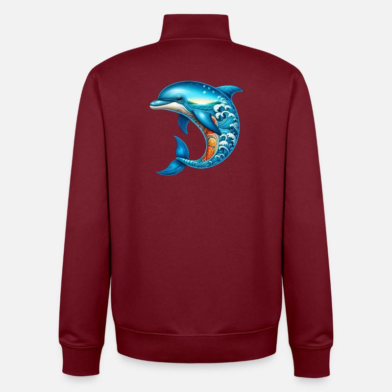 Dauphin - Sweat zippé unisexe en coton bio Stanley/Stella - bordeaux