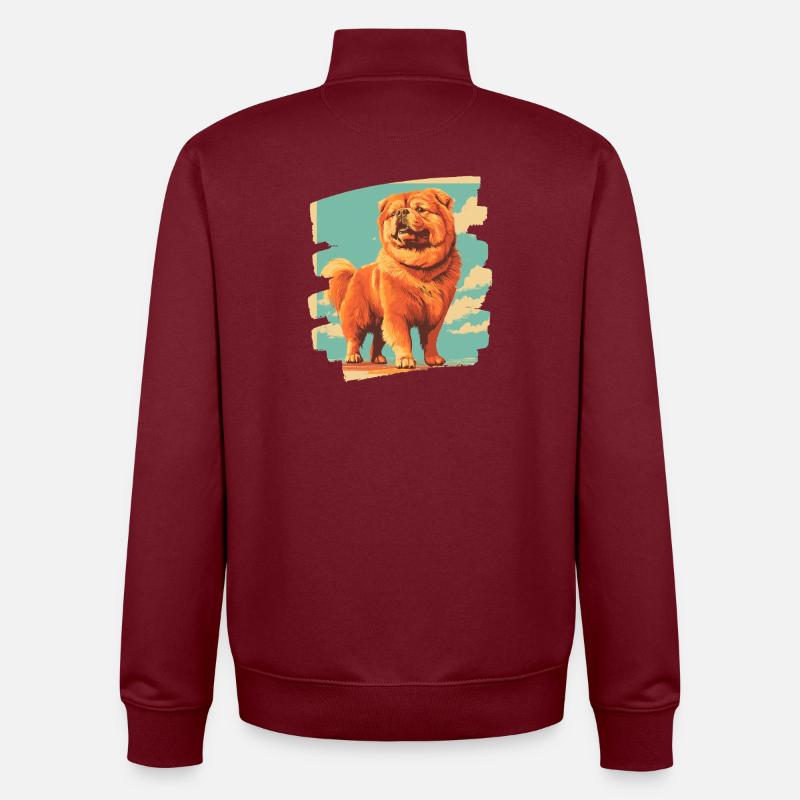 Chow Chow - Sweat zippé unisexe en coton bio Stanley/Stella - bordeaux