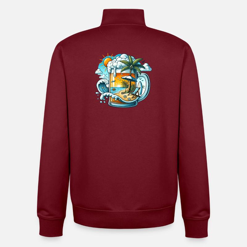 Bier & Strand – Der perfekte Urlaub - Unisex Organic Zip Sweatshirt von Stanley/Stella - Burgunderrot