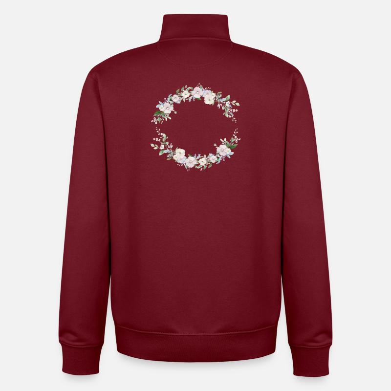 Spring Wreath - Personalizable - Unisex Organic Zip Sweatshirt by Stanley/Stella - burgundy