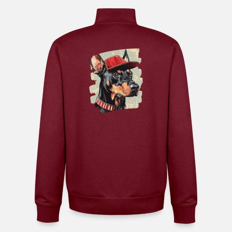 Doberman - Sweat zippé unisexe en coton bio Stanley/Stella - bordeaux