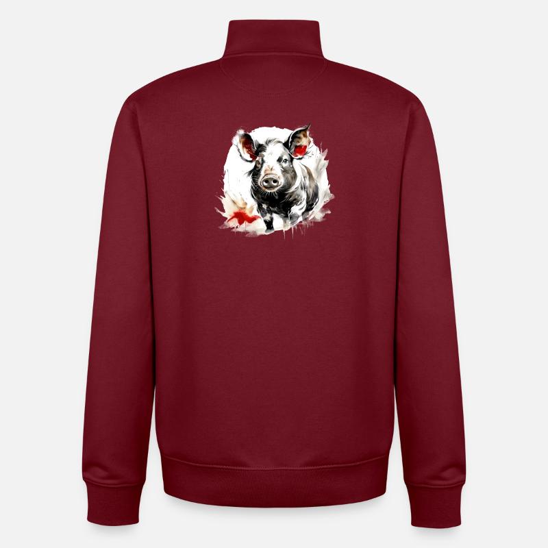 Chinesisches Sternzeichen Schwein - Unisex Organic Zip Sweatshirt von Stanley/Stella - Burgunderrot