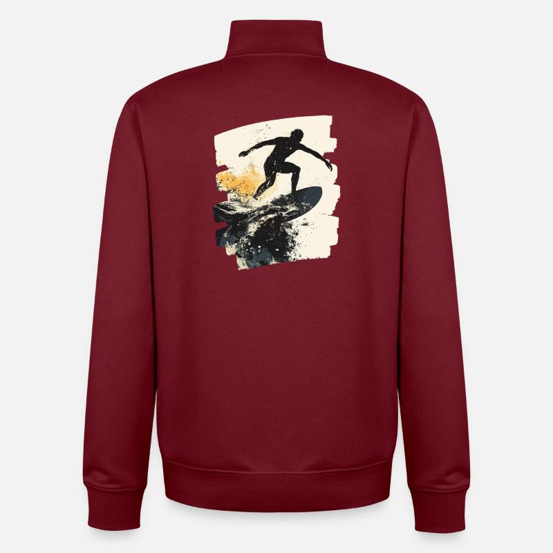 Surfeur Surf Planche de surf Surf - Sweat zippé unisexe en coton bio Stanley/Stella - bordeaux