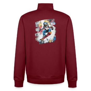Snowboarder powder snow - Unisex Organic Zip Sweatshirt by Stanley/Stella - burgundy - Back - AI Model Male 185 dark (185cm)