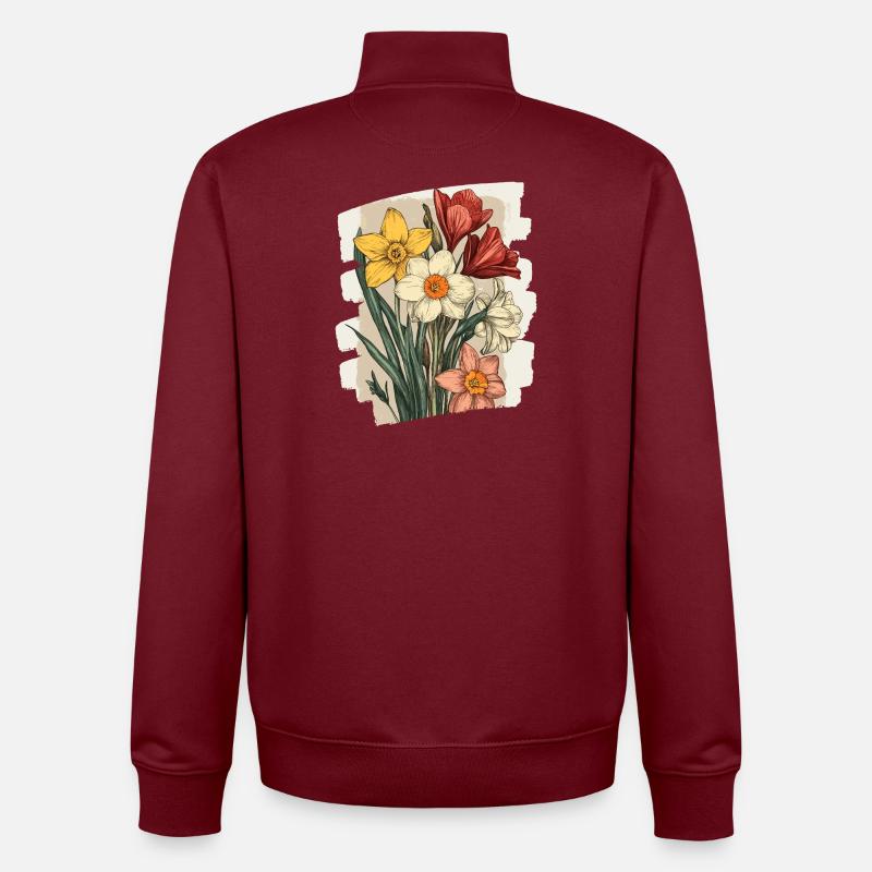 Spring Spring Beginning Flower Flowers - Unisex Organic Zip Sweatshirt by Stanley/Stella - burgundy