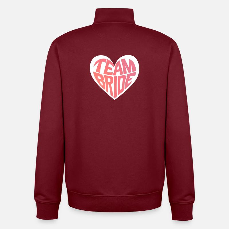 Team Bride Heart - Unisex Organic Zip Sweatshirt von Stanley/Stella - Burgunderrot