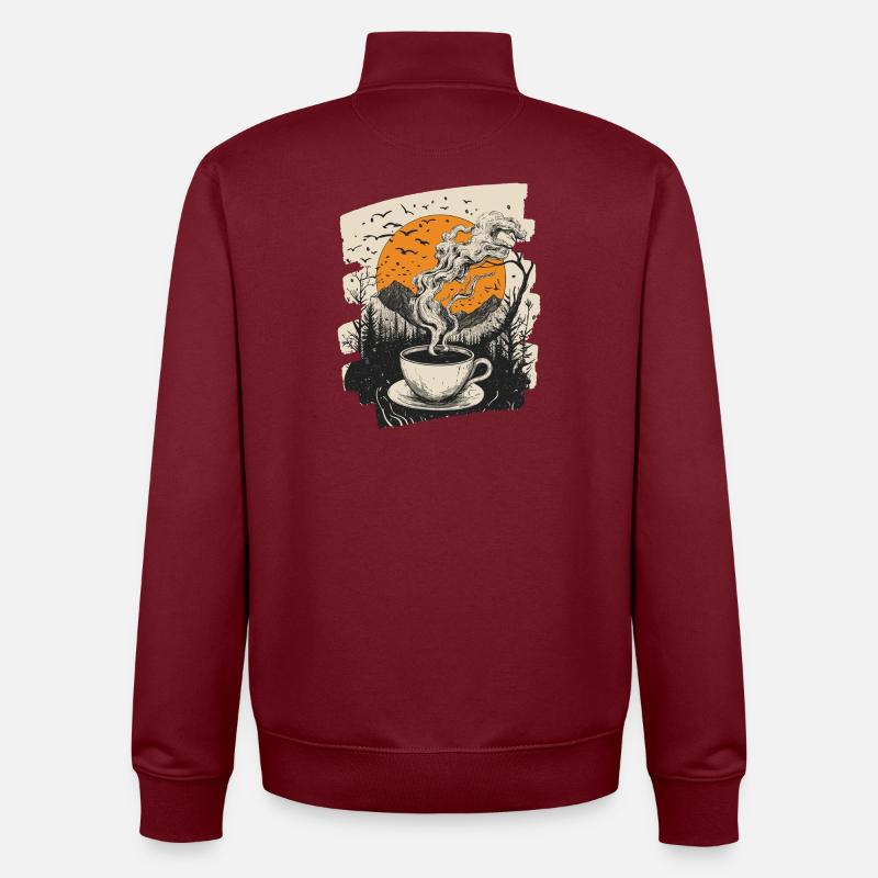 Kaffee Coffee Kaffeeliebhaber - Unisex Organic Zip Sweatshirt von Stanley/Stella - Burgunderrot