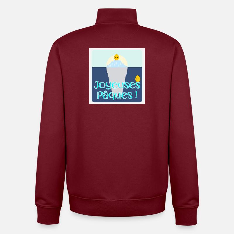 POULES POULETS - Joyeuses Pâques - Sweat zippé unisexe en coton bio Stanley/Stella - bordeaux