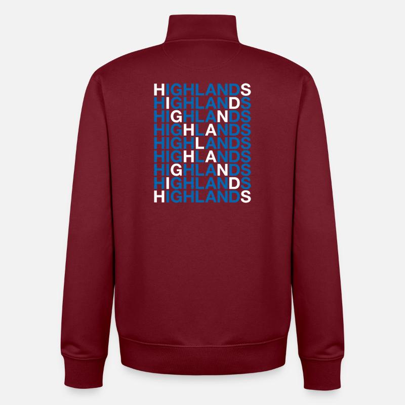 HIGHLANDS Drapeau de l’Écosse - Sweat zippé unisexe en coton bio Stanley/Stella - bordeaux