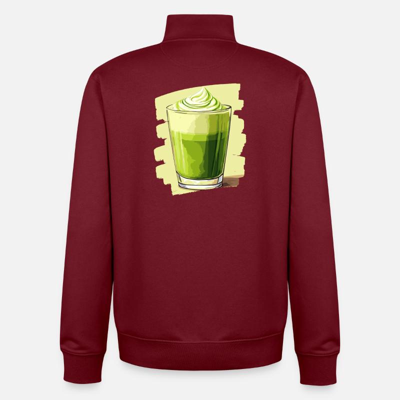 Matcha Latte Lover Thé vert - Sweat zippé unisexe en coton bio Stanley/Stella - bordeaux