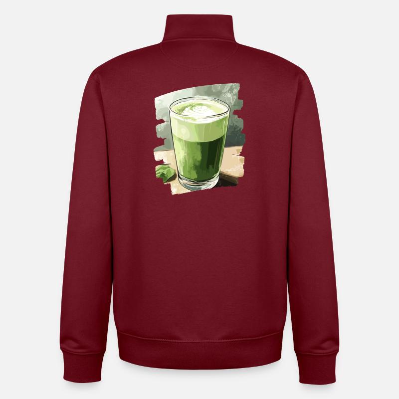 Matcha Latte Lover Thé vert - Sweat zippé unisexe en coton bio Stanley/Stella - bordeaux