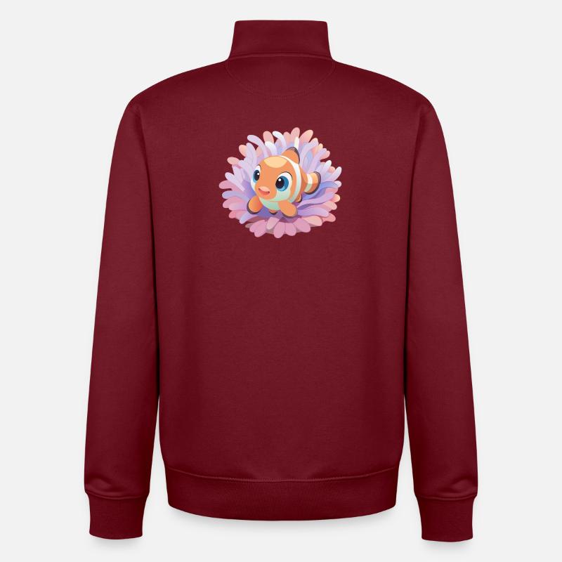 Poisson-clown bébé dans son anémone - Sweat zippé unisexe en coton bio Stanley/Stella - bordeaux