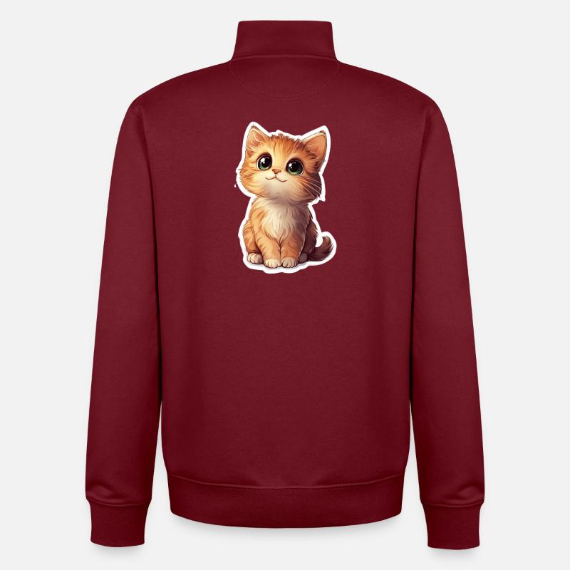 Chaton mignon - Sweat zippé unisexe en coton bio Stanley/Stella - bordeaux