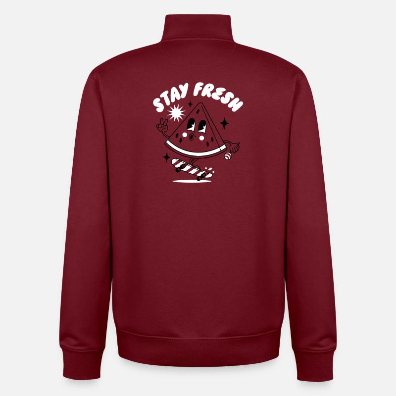 Visage enjoué avec message « Stay Fresh » - Sweat zippé unisexe en coton bio Stanley/Stella - bordeaux