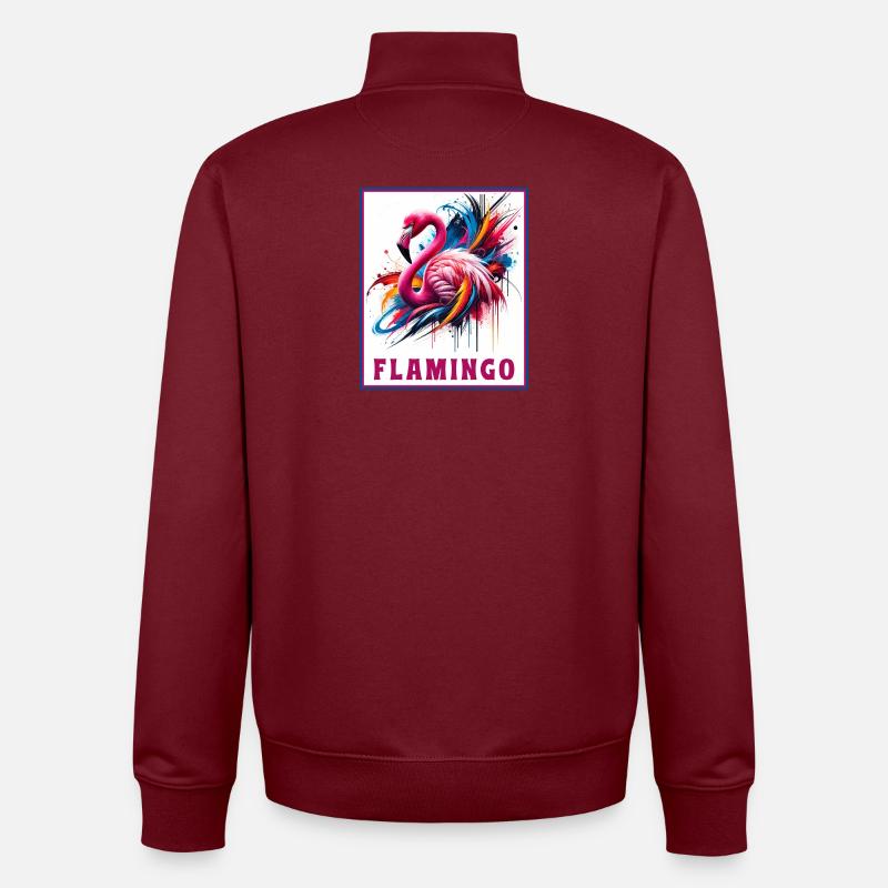 Graffiti Flamingo Explosion - Unisex Organic Zip Sweatshirt von Stanley/Stella - Burgunderrot