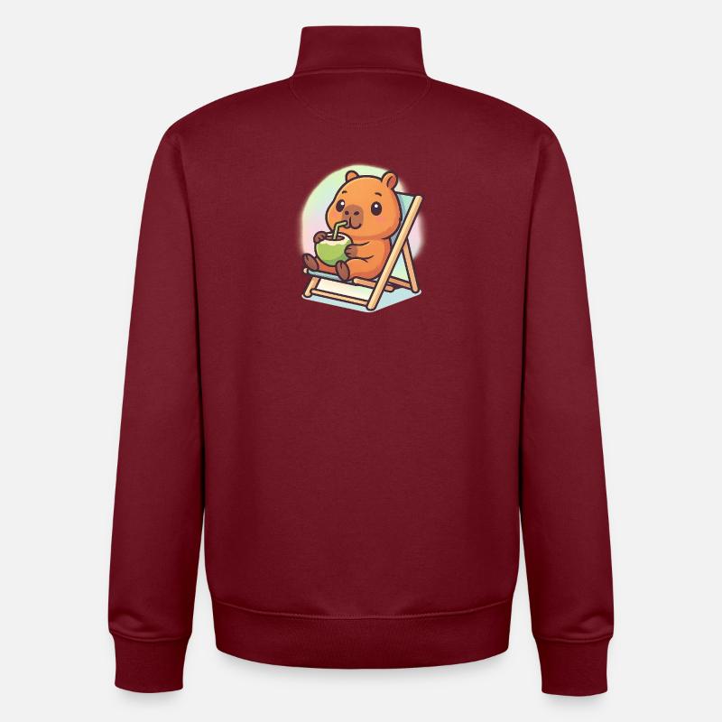 Capybara kawaii décontracté - Sweat zippé unisexe en coton bio Stanley/Stella - bordeaux