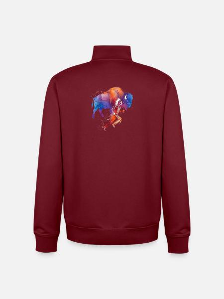 Indiansk løber bøffel akvarel aura - Stanley/Stella unisex sweatshirt med lynlås i økologisk - burgunder-rød