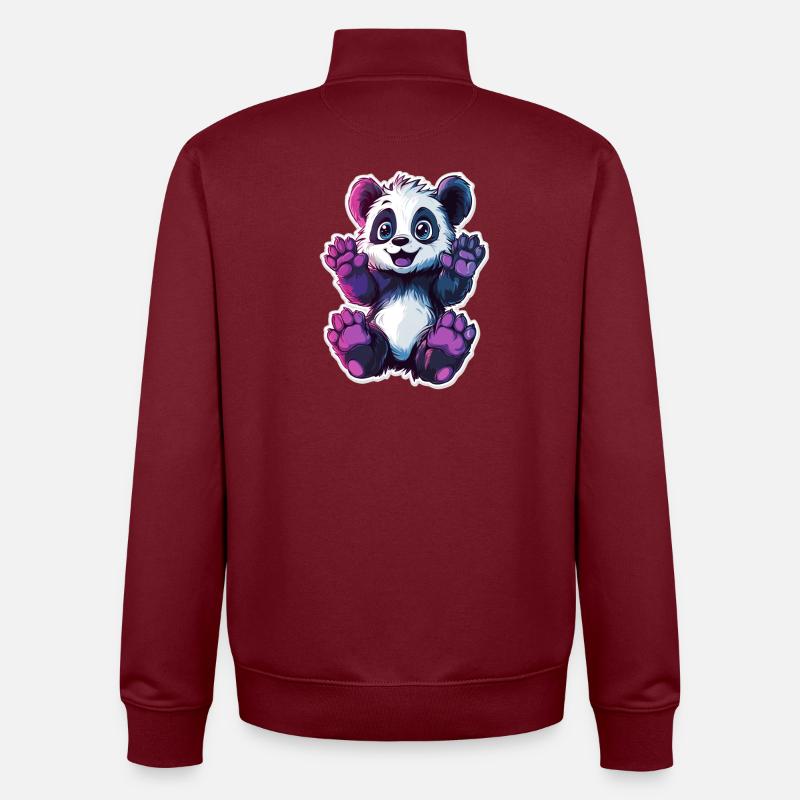 Ours panda mignon - Sweat zippé unisexe en coton bio Stanley/Stella - bordeaux