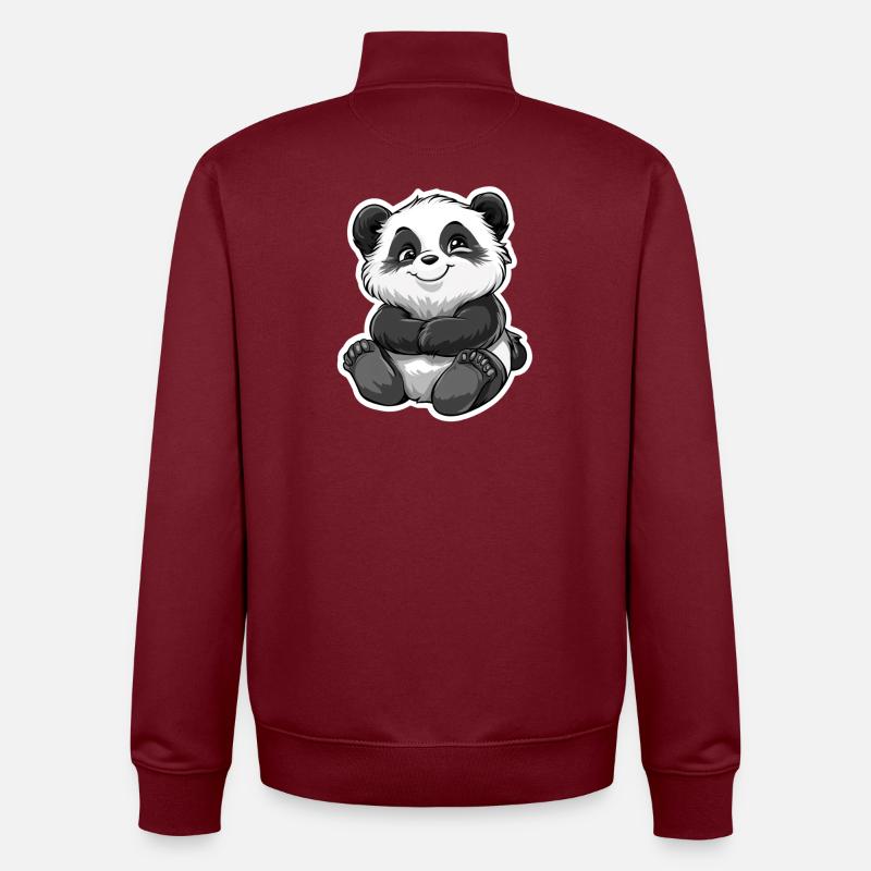 Ours panda mignon - Sweat zippé unisexe en coton bio Stanley/Stella - bordeaux