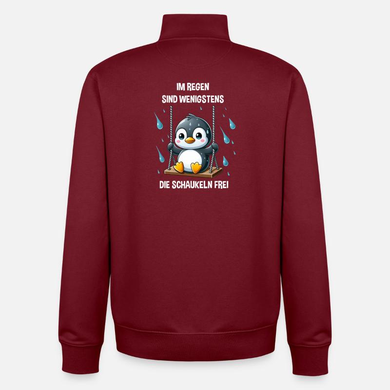 Pinguin Schaukel introvertiert melancholisch - Unisex Organic Zip Sweatshirt von Stanley/Stella - Burgunderrot