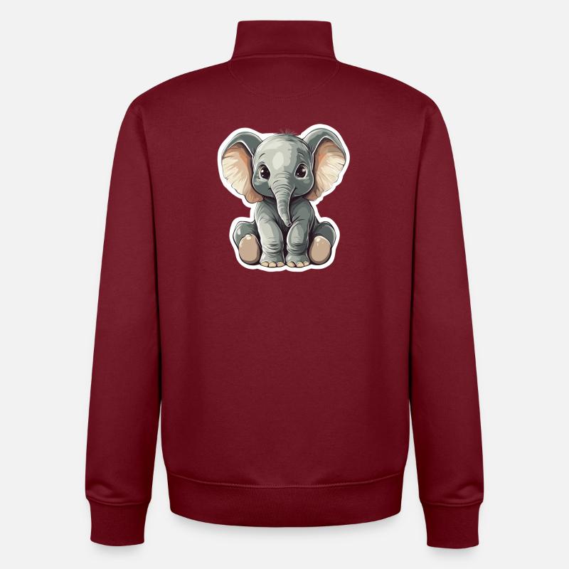 Éléphant - Sweat zippé unisexe en coton bio Stanley/Stella - bordeaux