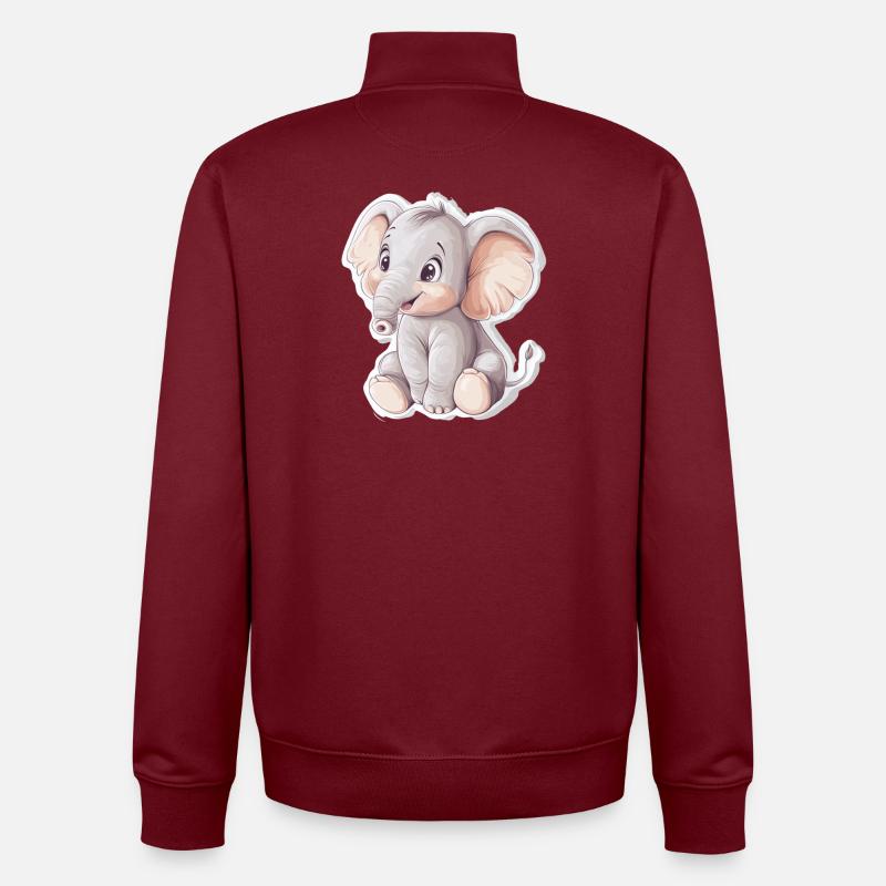 Elephant - Unisex Organic Zip Sweatshirt by Stanley/Stella - burgundy