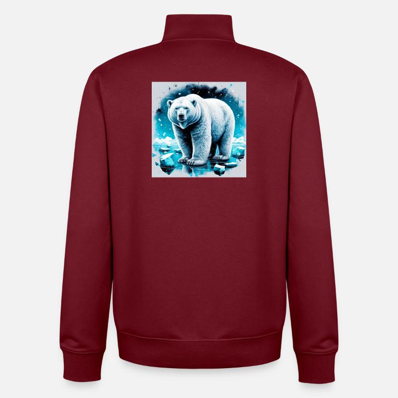 ours blanc - Sweat zippé unisexe en coton bio Stanley/Stella - bordeaux