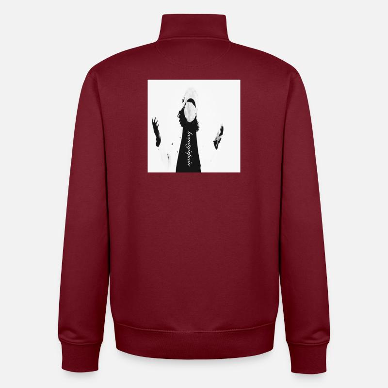 Conception de portrait abstrait minimaliste - Sweat zippé unisexe en coton bio Stanley/Stella - bordeaux