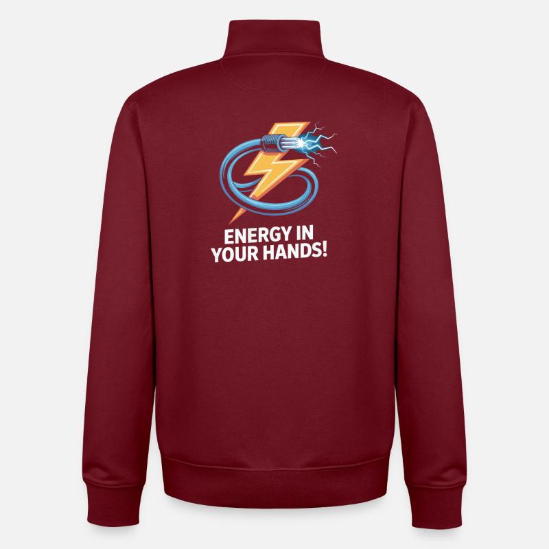 Conception de l'éclairage électrique - Sweat zippé unisexe en coton bio Stanley/Stella - bordeaux