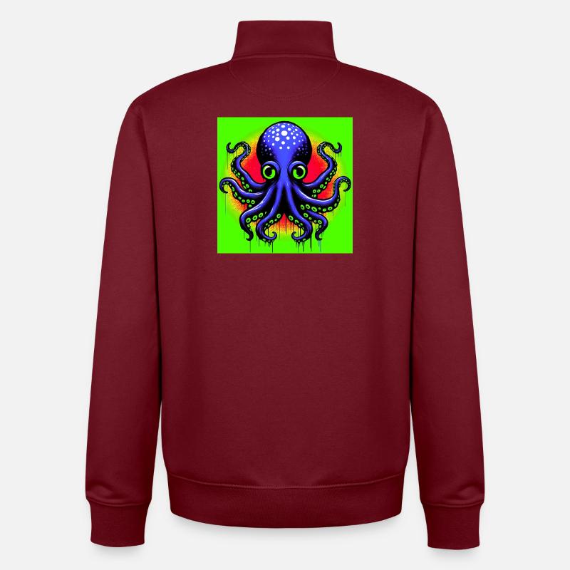 Pieuvre - Sweat zippé unisexe en coton bio Stanley/Stella - bordeaux