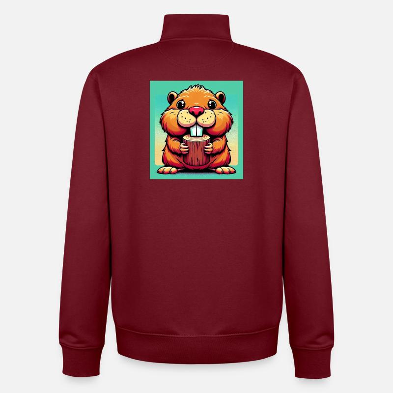castor - Sweat zippé unisexe en coton bio Stanley/Stella - bordeaux