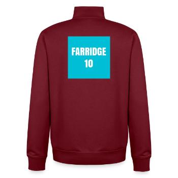 Deform UK Spoof Football Shirt Rear - Unisex Organic Zip Sweatshirt by Stanley/Stella - burgundy - Back - AI Model Male 185 dark (185cm)