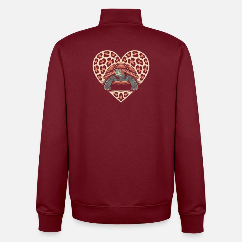 Léopard Tortue mignonne - Sweat zippé unisexe en coton bio Stanley/Stella - bordeaux