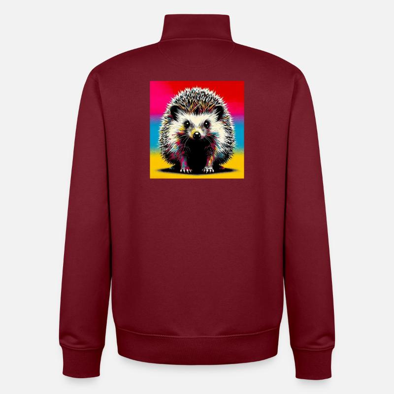 hérisson - Sweat zippé unisexe en coton bio Stanley/Stella - bordeaux