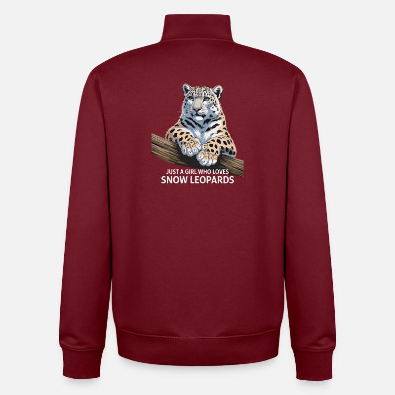 Eisschneeleopard mit liebevollem Blick - Unisex Organic Zip Sweatshirt von Stanley/Stella - Burgunderrot