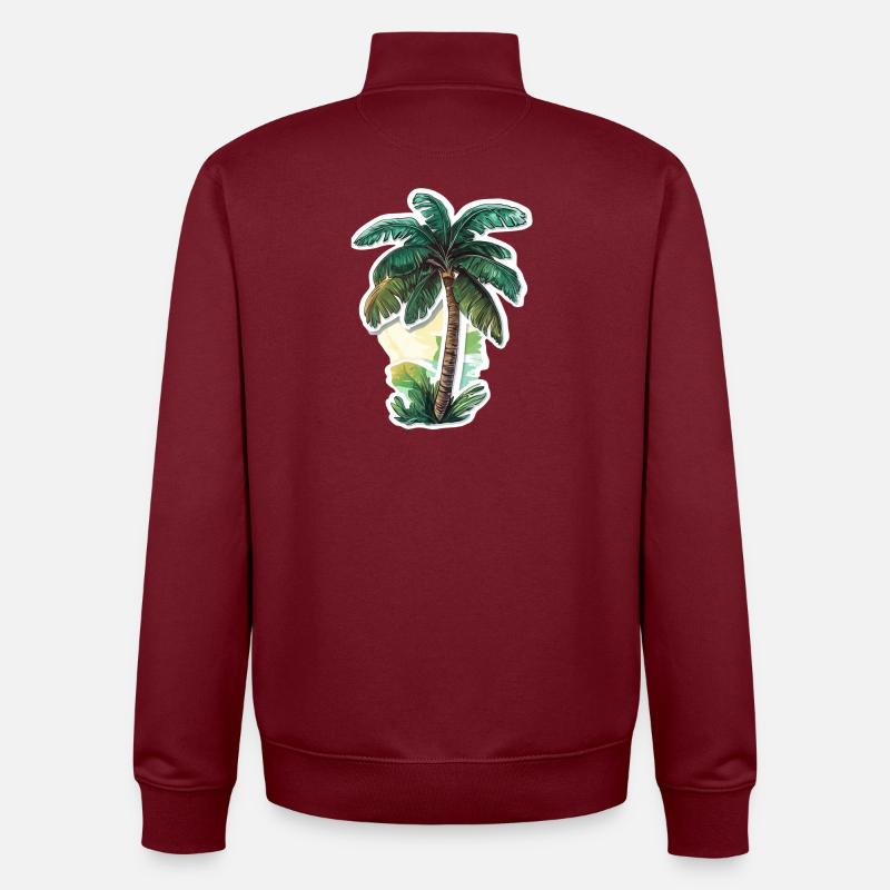 Palm tree - Unisex Organic Zip Sweatshirt by Stanley/Stella - burgundy