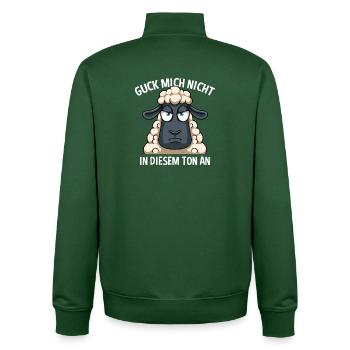 Ne me regarde pas sur ce ton, mouton - Sweat zippé unisexe en coton bio Stanley/Stella - vert bouteille - Dos - AI Model Male 185 dark (185cm)