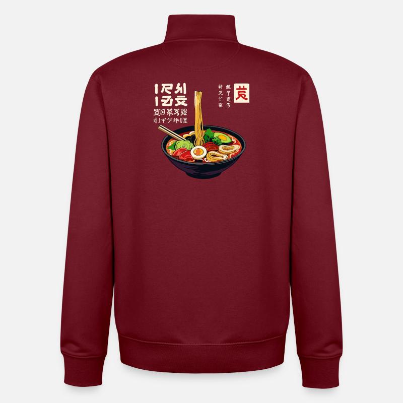Bunte Ramen Schüssel Illustration - Unisex Organic Zip Sweatshirt von Stanley/Stella - Burgunderrot