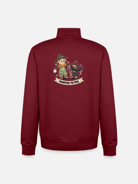 Halloween Pumpkin Patrol illustration - Unisex Organic Zip Sweatshirt by Stanley/Stella - burgundy