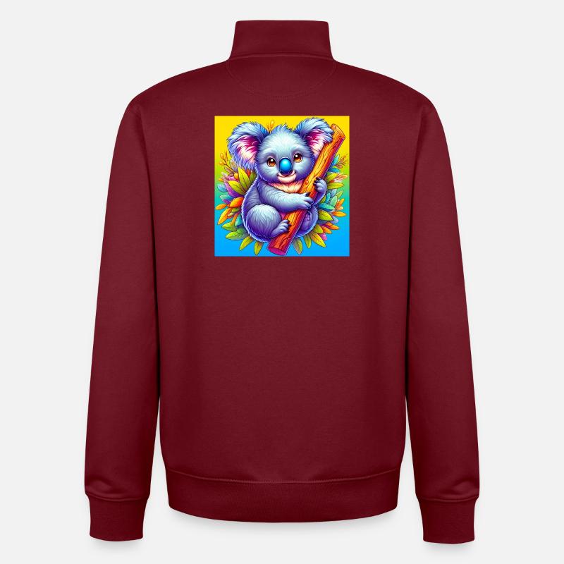 Koala - Sweat zippé unisexe en coton bio Stanley/Stella - bordeaux