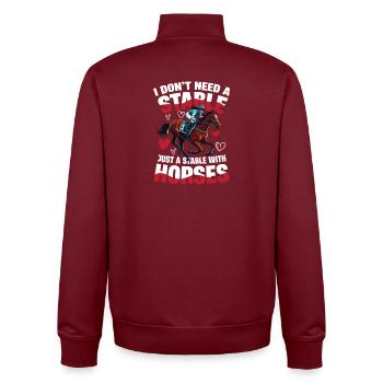  I Dont Need A Stable Just A Stable With Horses - Unisex Organic Zip Sweatshirt von Stanley/Stella - Burgunderrot - Hinten - AI Model Male 185 dark (185cm)