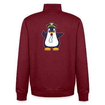pingouin policier sifflet police - Sweat zippé unisexe en coton bio Stanley/Stella - bordeaux - Dos - AI Model Male 185 dark (185cm)