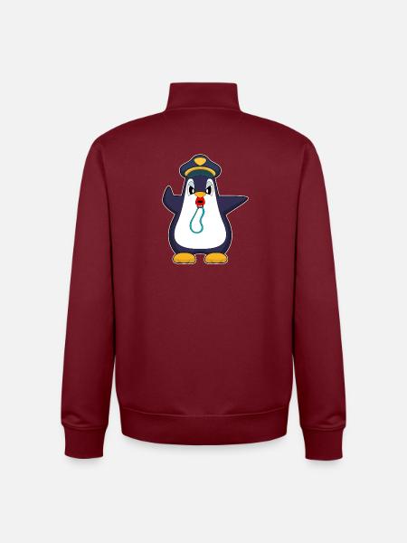 pingouin policier sifflet police - Sweat zippé unisexe en coton bio Stanley/Stella - bordeaux