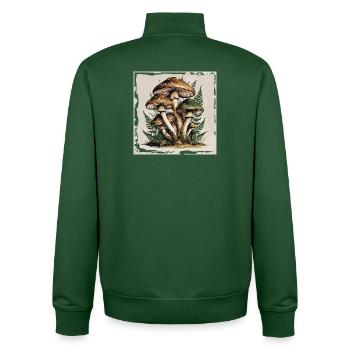 Pilzfamilie im Wald mit Farnen - Unisex Organic Zip Sweatshirt von Stanley/Stella - Flaschengrün - Hinten - AI Model Male 185 dark (185cm)
